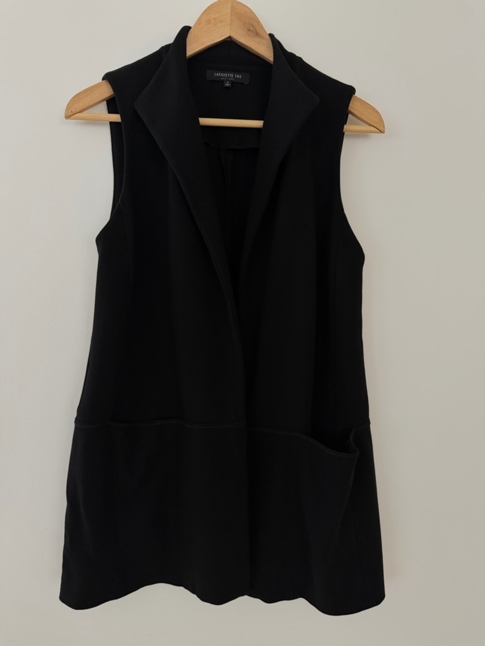 Lafayette 148 New York | Black Ponte Knit Longline Vest - Small - Picture 2 of 10